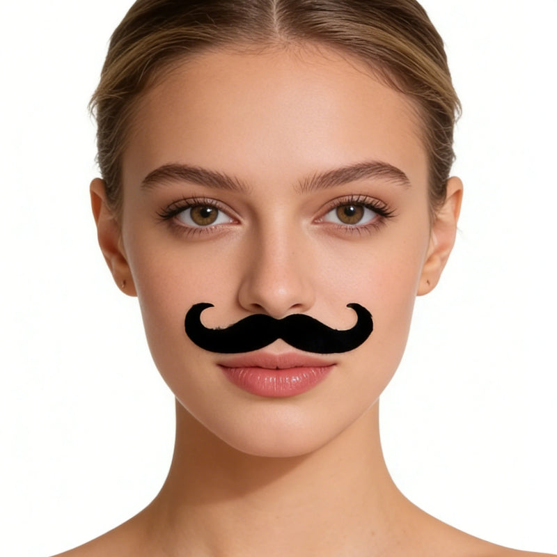 4Pcs Self-Adhesive Fake Mustache Set, Novelty False Handlebar Moustache for Halloween Cosplay, Costume Party, Masquerade, Prank