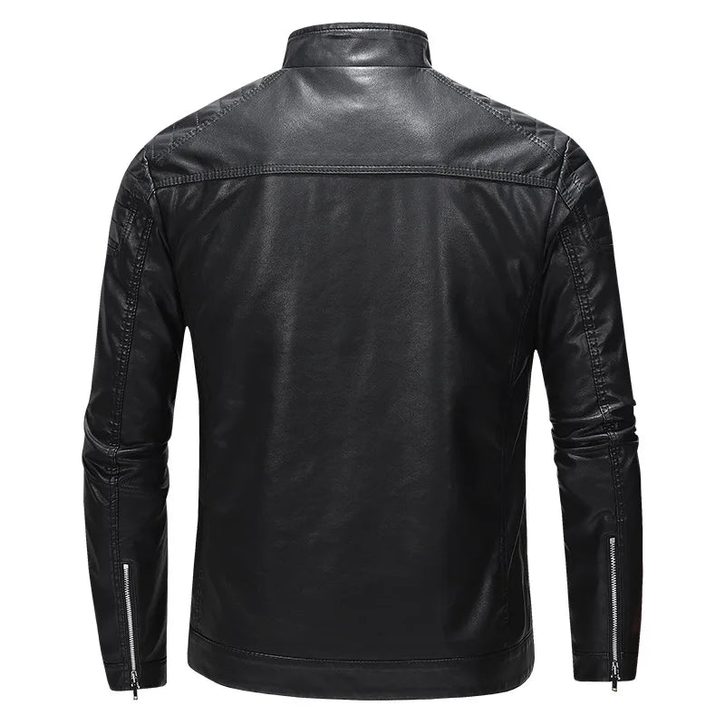 Pu Coat Men Coats Faux Leather Jackets Stand Collar Zipper Y2k Streetwear Jacket Zipper Splice Outerwear Motorcycle 2026 Spring