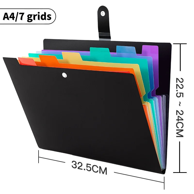 A4 Multi-layer 7-grid Folder,Color Classification File Bag,Student Paper Storage,Office Data Compilation Book,Thickened PP