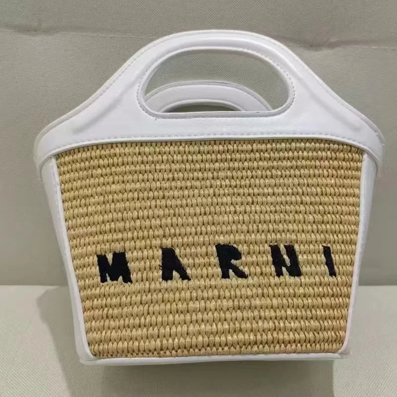 Elegant Mini Tote Bag with Leather Edges & Unique Cutout Handle