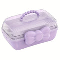 1pc Cute Cartoon Style Storage Box, Hairpin Headwear Cosmetics Storage Box, Large Capacity Transparent Lid Jewelry Box, Bedroom