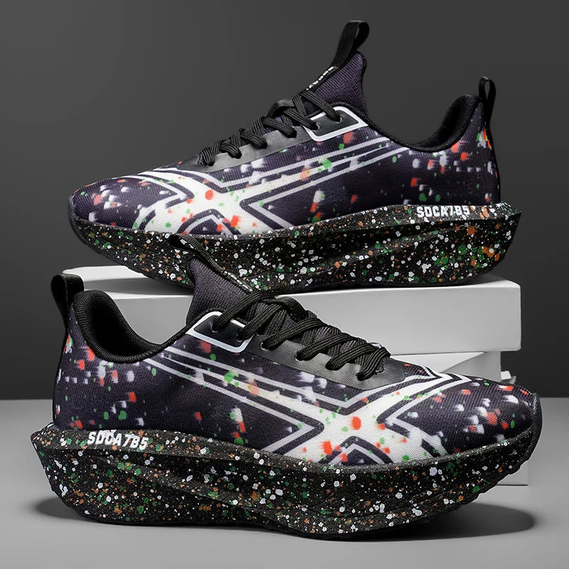 Men's Breathable Road Running Shoes - Shock-Absorbing and Wear-Resistant Soles, Eva Cushioning Pads, Lightweight Low-Top Sneakers with Striped Design, Suitable for Gym, Jogging and Everyday Wear, Stylish Sporty Style, with Ev