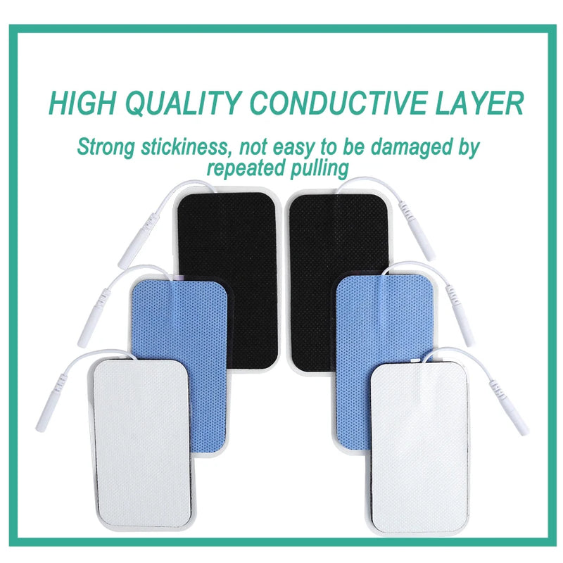 10Pcs 2mm Plug Non-woven Fabric Reusable Self Adhesive Electrode Pads Conductive Gel Pad Body Digital  Massager