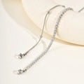 2pcs Stainless Steel Bracelets Set, Minimalist Elegant Bead Round Snake Chain Bracelet, Luxury Zircon Tennis Chain Wristband