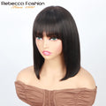 Real Scalp Bang Wig Straight Bob Wig With Bangs 3x1 Lace 100% Human Hair Short Ready-to-Wear Wig for Women Beginner Friendly