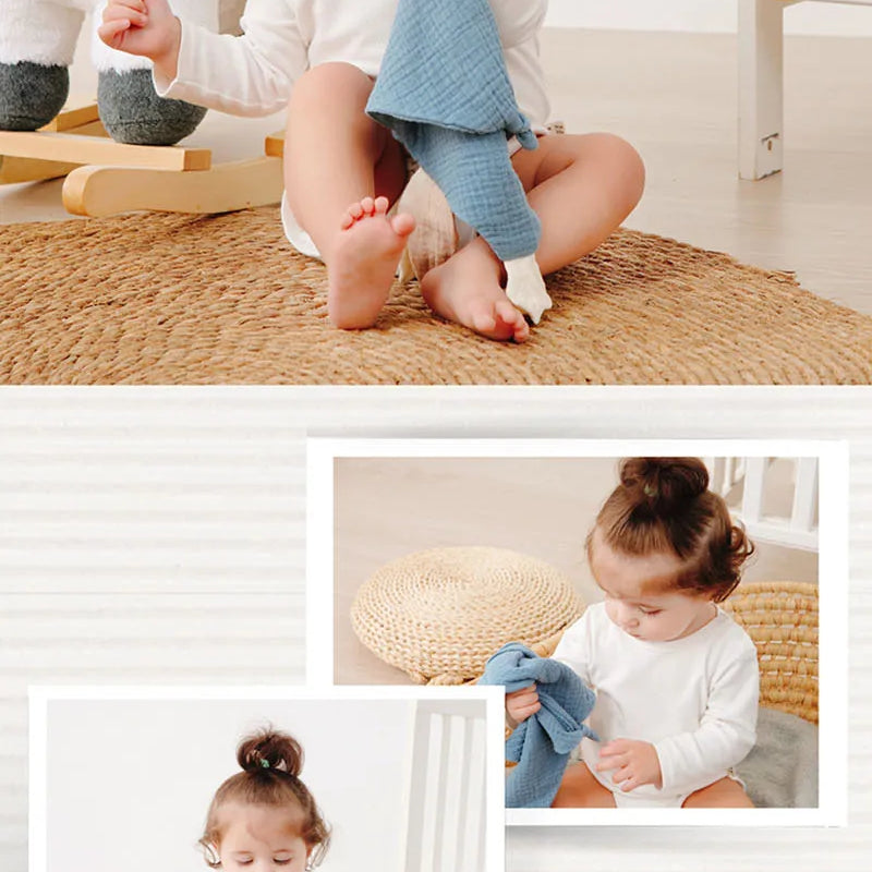 Baby Security Blanket Soft Cotton Muslin Comforter for Newborn Infant Sleeping Snuggle Toy Stuffed Animal Soothe Appease Towel
