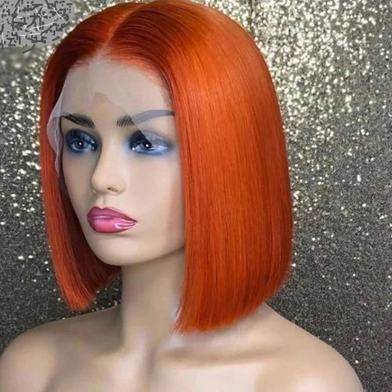 Straight Short Bob Lace Frontal Human Hair Wigs Ombre Blonde HD Transparent Brazilian Highlight 13x6x2 Lace Front Wig For Women