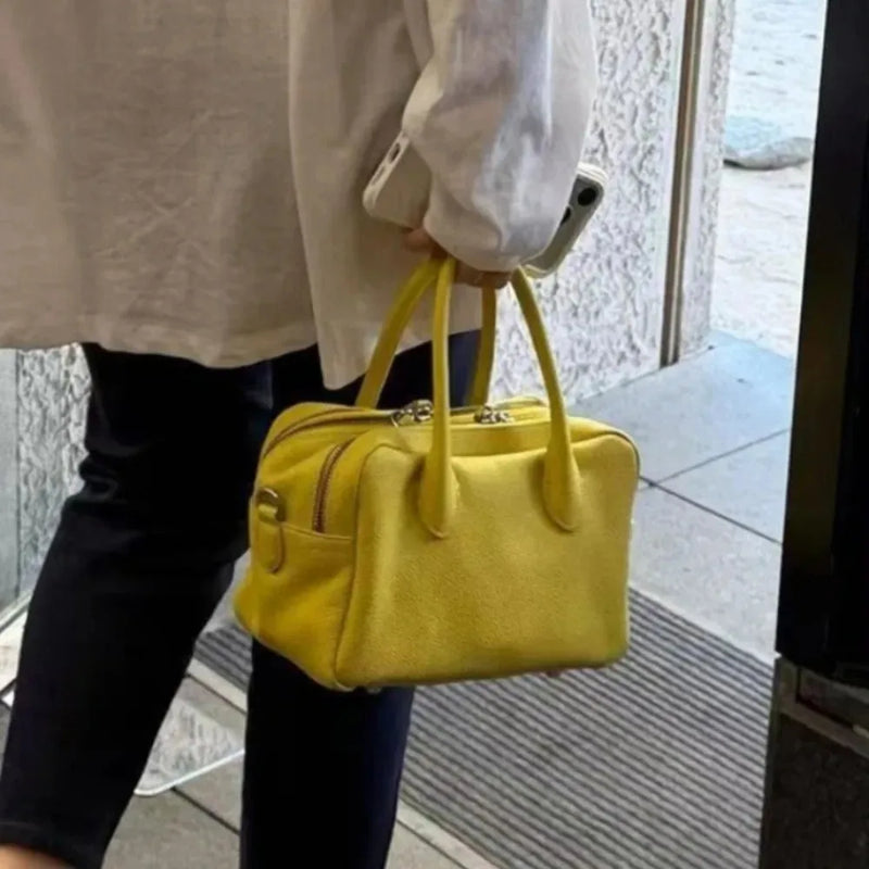 New Litchi Texture Women's Handbags PU Large Capacity Shoulder Bags Waterproof Bright Color Boston Toast Bags for Women 2026
