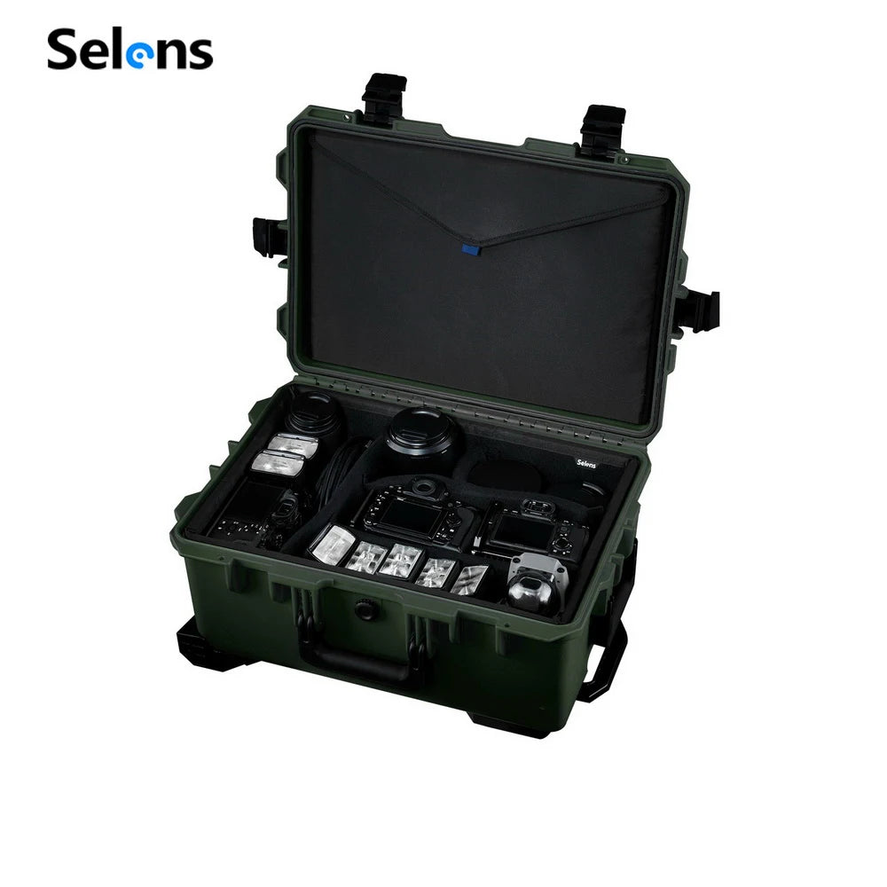 Selens Photography Toolbox Trolley Hard Case Professional Safety Protective Waterproof Shockproof Suitcase Safety Storage Box
