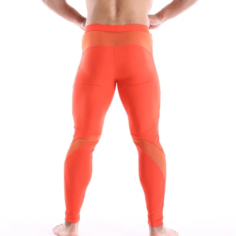 Men's Nylon Thermal Underwear Long John Skinny Mens Thermal Underwear  Solid Underpants Leggings Tights Male Leggings Pants