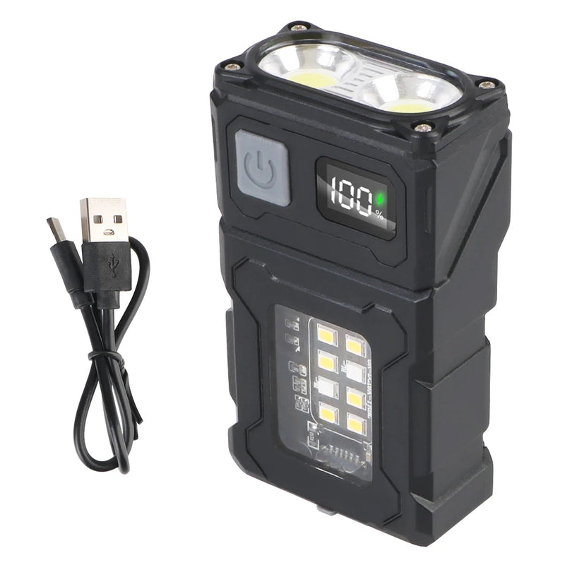 Multifunctional USB Rechargeable Portable Emergency Light Adjustable Angle Flashlight Side Lamp Hiking Camping Working