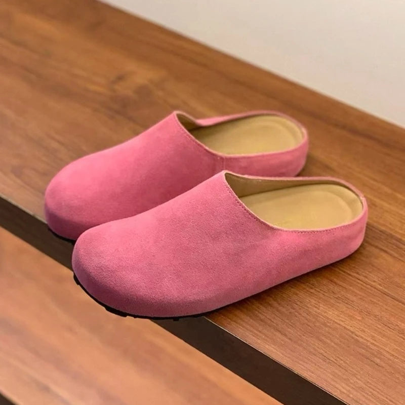 Zuecos De Mujer Suede Mule Shoes Women's Single Shoes 2026 Spring Autumn Baotou Half Slippers Outdoor Pull on Clog Mules Femme