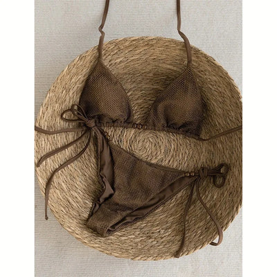 Sexy plain beads micro bikinis sets two pieces thong | SAMAG