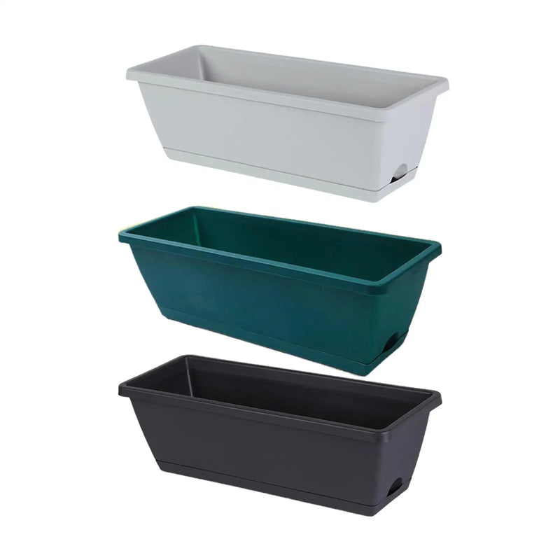 1 Pieces Window Box Planter Rectangle Plant Containers Decors with Drainage Holes Flower Pot Plant Pot for Outdoor Garden Home