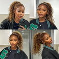 30 40 Inch Deep Wave Human Hair Wig 360 Full Lace Front with Hidden Strap 4/27 Blonde Highlights Pre Plucked Brazilian Curly Wig