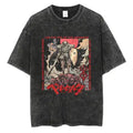 Japanese Anime Berserk Retro Washed T-shirt Men and Women New Summer Harajuku Clothing Casual Round Neck Short Sleeved Top