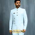 Matching Design Men's Suit 2pcs African/Indian Safiri Attire Customized Set with Gold Button for Wedding Party Formal Events