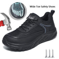 Wide Toe Work Safety Shoes Men Indestructible Steel Toe Shoes Breathable Security Work Sneakers Protective Safety Boots