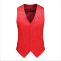 2026 Men's White Rose Sleeveless Waistcoat, Single-breasted V-neck Business Vest, Wedding Party Men Vests Blue Red Black