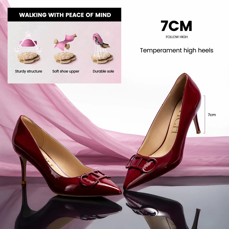 Women's Classic High Heels Simple Upper and Metal Buckle Decoration Simple Fashion Styling