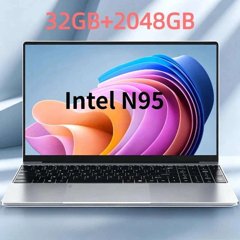 N95 Intel 2026 15.6 Inch Portable Laptop 32GB DDR4 2TB SSD 7500mAh Office Gamer Notebook Pro Backlit Fingerprint Unit