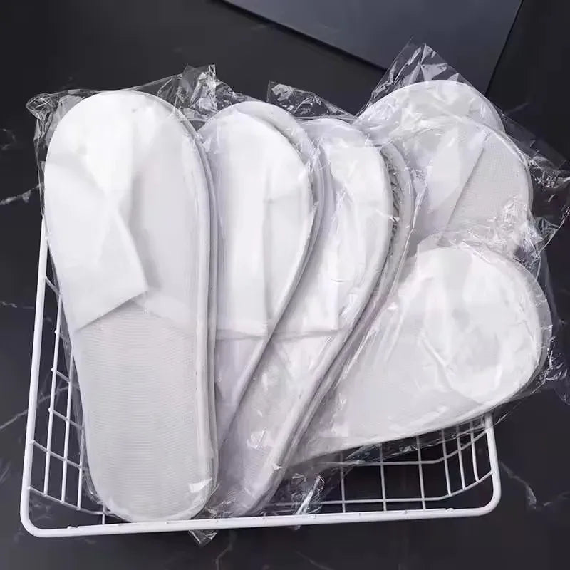 40pairs 2026 White Hotel Slipper Unisex Disposable Slippers for Home Guests Non-Slip Bathroom Spa Slippers Shoes for Men Women