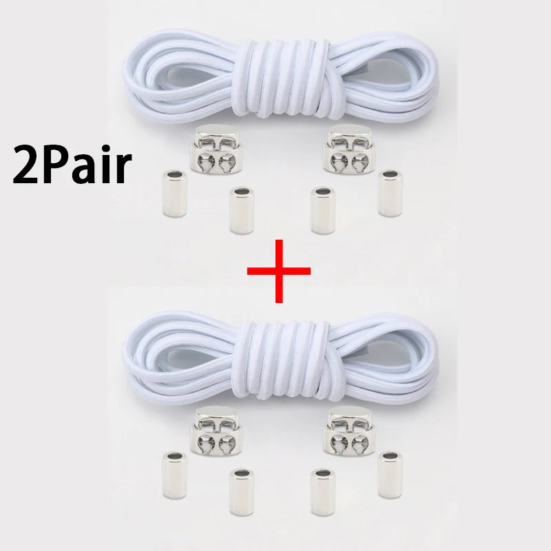 Oval Elastic Shoelace Metal Buckle Laces Unisex Quick-On/Off Shoelaces for Sneakers and Boots 1Pair/2Pair