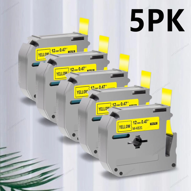 1/3/5Pack M-K231 M Tape Compatible for Brother P-Touch M231 MK231 MK-231 12mm Black on White for Brother PT70 PT80 Label Printer