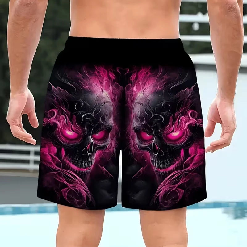 Fashion Skull Print Men Beach Shorts 3D Graphic Board | SAMAG