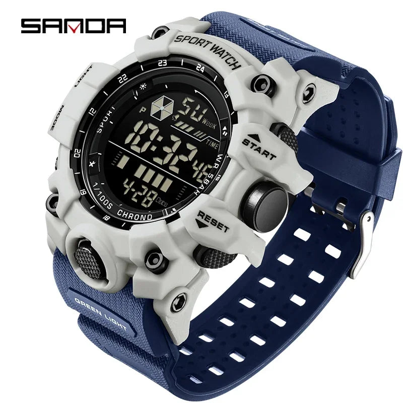 SANDA 6229 Men Outdoor Sports Watch Waterproof Analog Digital Show Multifunction Big Dial Electronic Wristwatch style Male Cloc