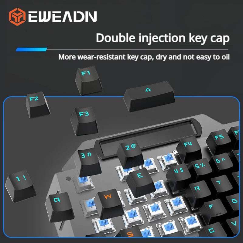 EWEADN TK900 Mechanical Keyboard USB-C Rechargeable RGB Backlit Ergonomic Gaming Keyboard For PC Laptop Mac