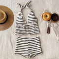 Women's 2-piece Tankini Swimsuit Strap V-neck Striped | SAMAG