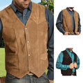 2025 New Men Vests Sleeveless Jackets Cowboy Waistcoat Single Breasted Irregular Men's V-neck Bussiness Jacket Cargo Vest