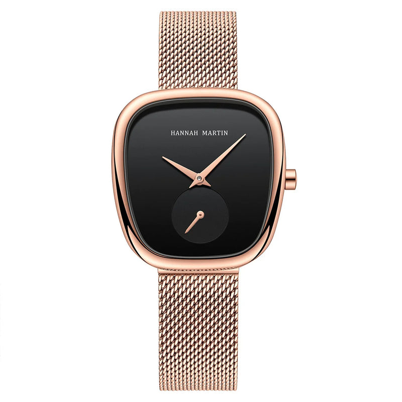 Local Shipping Women Watch With Stainless Steel Mesh Strap 34mm Rose Gold Dial Oval Clock Creative Timing - Visuel 11 | SAMAG