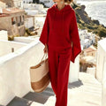 Women 2 Piece Outfit Set Hooded Cape Poncho Top & Wide Leg Pants Loose Loungewear Set Casual Ladies Tracksuit Suit Autumn New