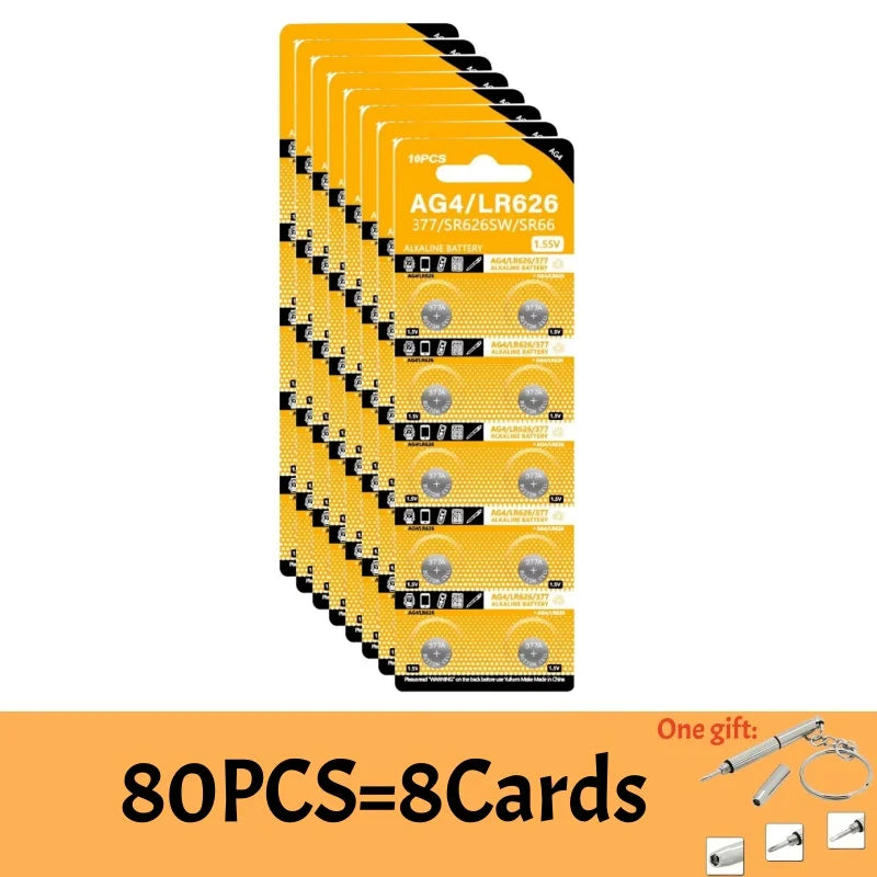 4-120PCS LR626 377 Alkaline Watch Battery AG4 SR626 177 626A 377A 1.55V Batteries For Toy Calculator Car Key Clock Button Cell