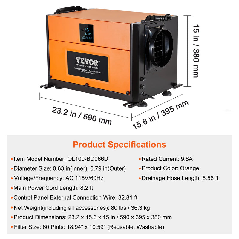 SucceBuy  Commercial Dehumidifier with Drain Hose for Crawl Spaces Basements Warehouse & Job Sites Large Capacity Dehumidifier