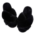 Comwarm Women's Cross Band Fuzzy Slippers Fluffy Open Toe House Slippers Cozy Plush Bedroom Shoes Indoor Outdoor Fur Sandals