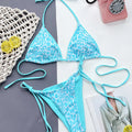 Sexy string leopard print bikinis set swimsuit halter tie | SAMAG
