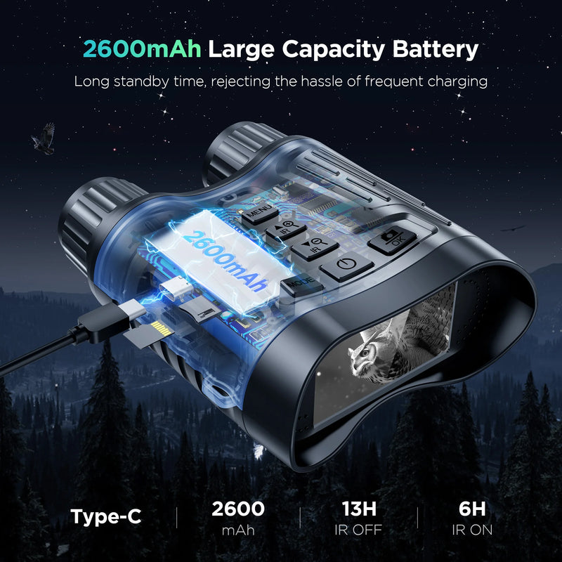 Night Vision Binoculars Goggles 8X Digital Zoom 1000ft HD 1080P with IR Illuminator & Video Recording 4K for Hunting/Camping