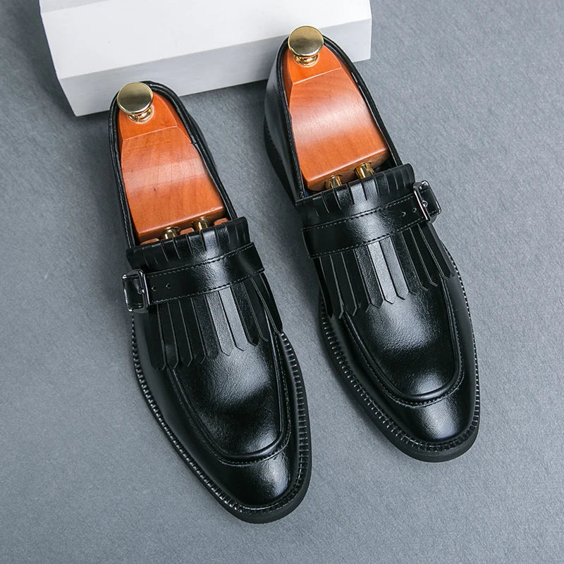 Men's Dress Loafers With Tassels Decor, Fashionable Shoes