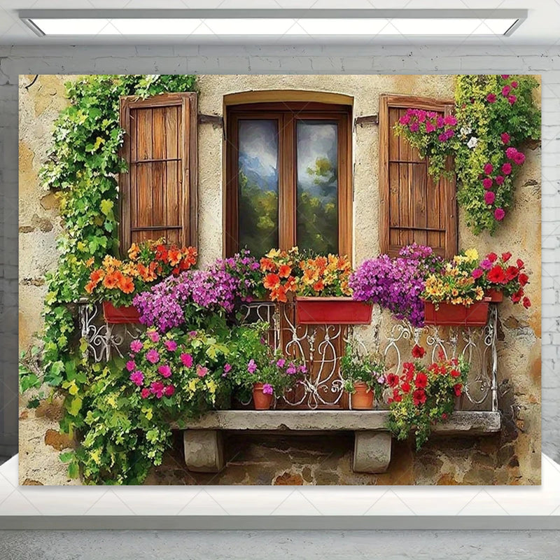 Garden Flower Windows Backdrops Indoor Floral Window Adult Birthday Party Decor Background Photography Studio Supplies Banner