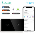 BSEED WIFI Double Light Switches 2/4/6 Gang 1/2/3 Way Wireless Touch Sensor Wall Switches Google Alexa Smart Life App Control