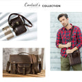 CONTACT'S Genuine Crazy Horse Leather Men Wallets Vintage Trifold Wallet Zip Coin Pocket Purse Cowhide Leather Wallet For Mens