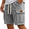 Men Solid Drawstring Multi Pocket Cargo Shorts Soft | SAMAG