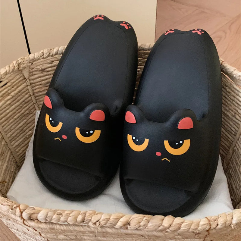 Women Thick Soft-Soled Slippers Platform Cute Animals Design Summer Indoor Non-Slip Bathroom Couples Comfortable Casual Home New
