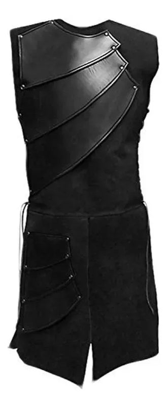 Faux Leather Renaissance Vest Medieval Sleeveless Jacket for Men