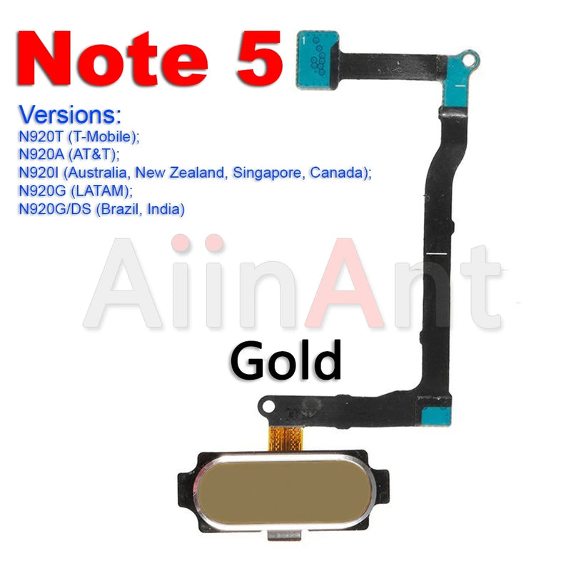 Aiinant Home Button Touch ID Fingerprint Sensor Flex Cable For Samsung Galaxy Note 4 5 7 8 9 10 20 Plus Lite Ultra