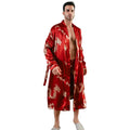 Pajama men's spring and autumn silk thin style oversized pajamas long sleeved bathrobes ice silk bathrobes home clothing summer