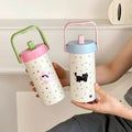 Cute Cat Thermos Mug 600ml Coffee Tea Tumbler Stainless Steel 316 Portable Thermal Water Bottle With Straw Tea Infuser Handle